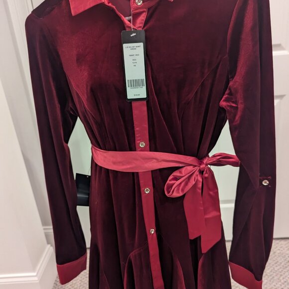 BEBE Rich Burgundy Wine Velvet Dress XS - Picture 3 of 7